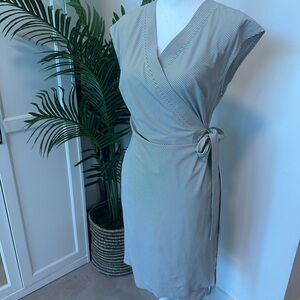 Athleta Elegant Striped Wrap Dress